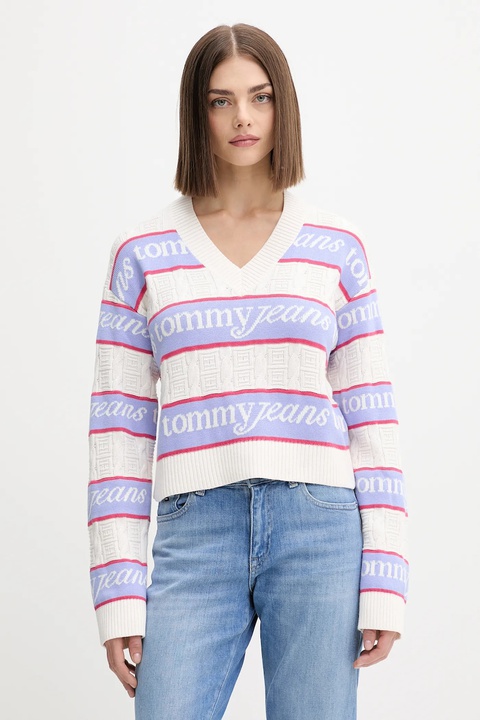 Tommy Jeans sweter bawełniany damski kolor beżowy DW0DW21682 - zdjęcie produktu nr 1