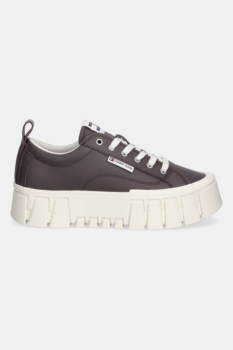 Tommy Jeans sneakersy skórzane TJW VULC FLATFORM LEATHER damskie kolor brązowy EN0EN03008 - zdjęcie produktu nr 2