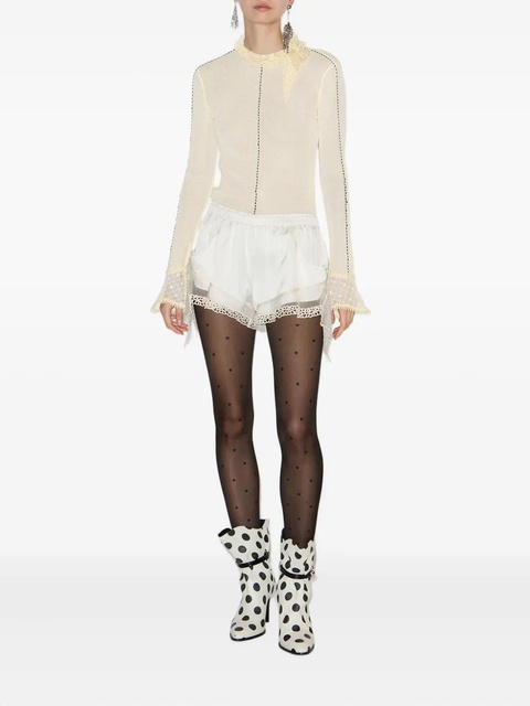 ISABEL MARANT Sarah lace-trimmed mesh top - Neutrals - zdjęcie produktu nr 2