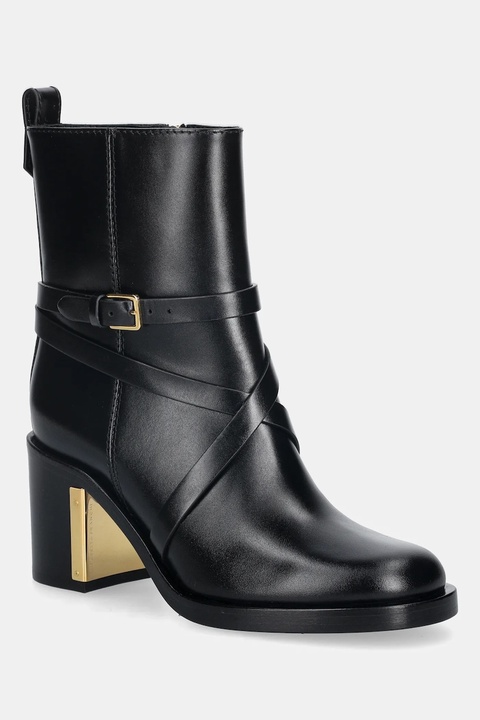 Elisabetta Franchi botki skórzane kolor czarny na słupku SA85B56E2 - zdjęcie produktu nr 1