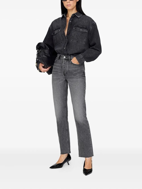 ANINE BING Paxton double-pocket denim shirt - Black - zdjęcie produktu nr 1
