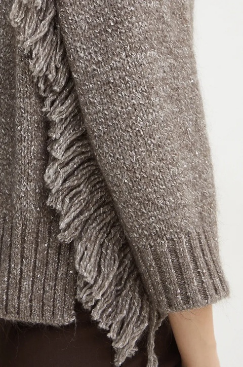 Marella sweter z domieszką wełny damski kolor szary ciepły 2423366165200 - zdjęcie produktu nr 2