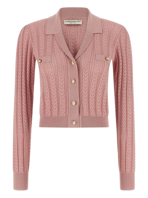 Alessandra Rich cable-knit cardigan - Pink - zdjęcie produktu nr 1