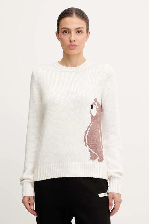 EA7 Emporio Armani sweter z dodatkiem wełny damski kolor beżowy AF17652.7W000699 - zdjęcie produktu nr 1