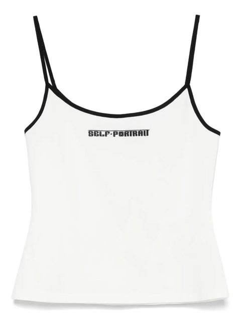 Self-Portrait stretch-cotton tank top - White - zdjęcie produktu nr 1