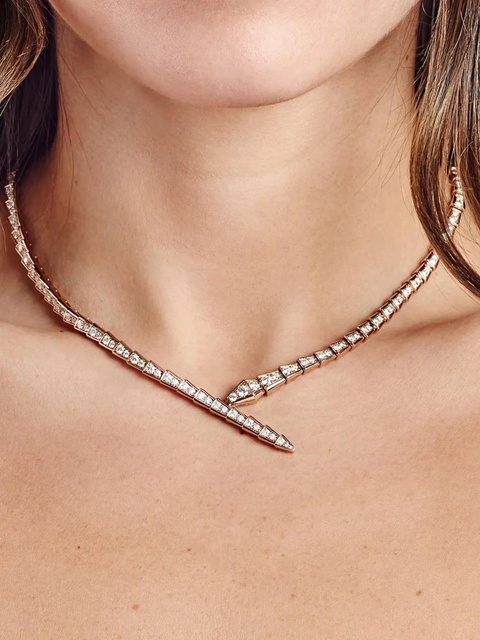 Bvlgari 18K rose gold large Serpenti Viper diamond necklace - Pink - zdjęcie produktu nr 2