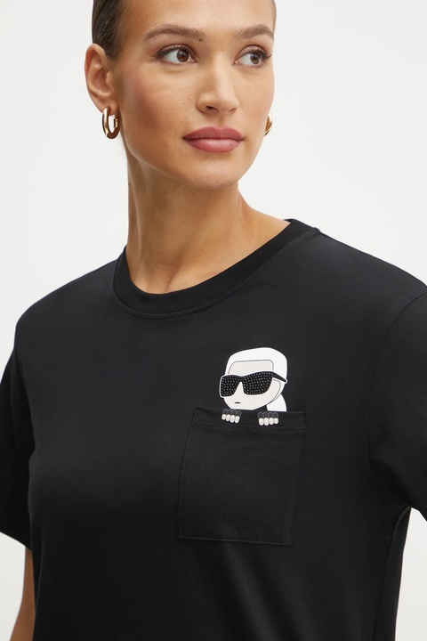 Karl Lagerfeld t-shirt bawełniany damski kolor czarny A1W17100 - zdjęcie produktu nr 2