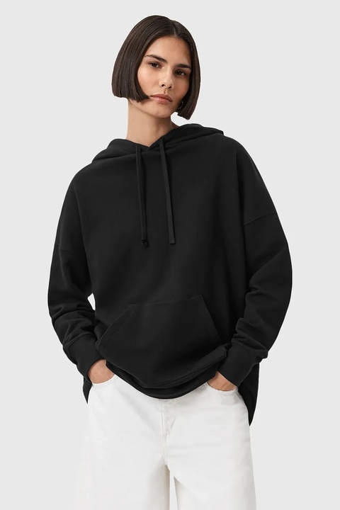 AllSaints bluza bawełniana ETTI damska kolor czarny z kapturem wzorzysta W054JD - zdjęcie produktu nr 2
