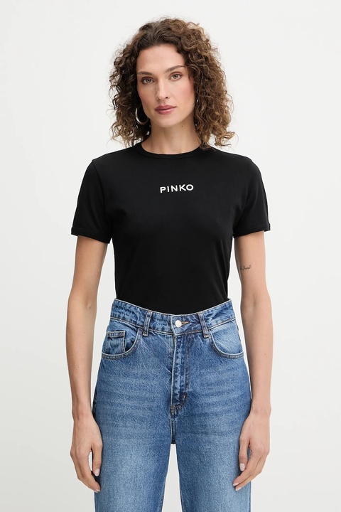 Pinko t-shirt bawełniany damski kolor czarny 105728 A2US - zdjęcie produktu nr 1