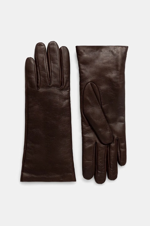 Weekend Max Mara rękawiczki skórzane SENAPESHORT damskie kolor brązowy 2525566035600 - zdjęcie produktu nr 1