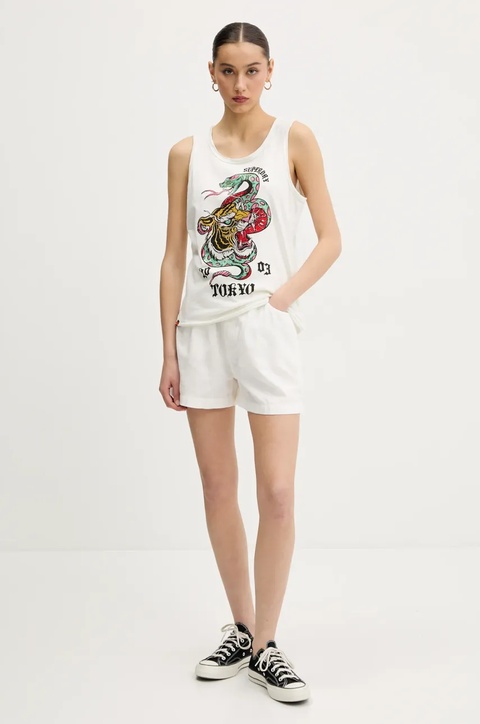 Superdry top bawełniany kolor beżowy W6012044A-E8V - zdjęcie produktu nr 2