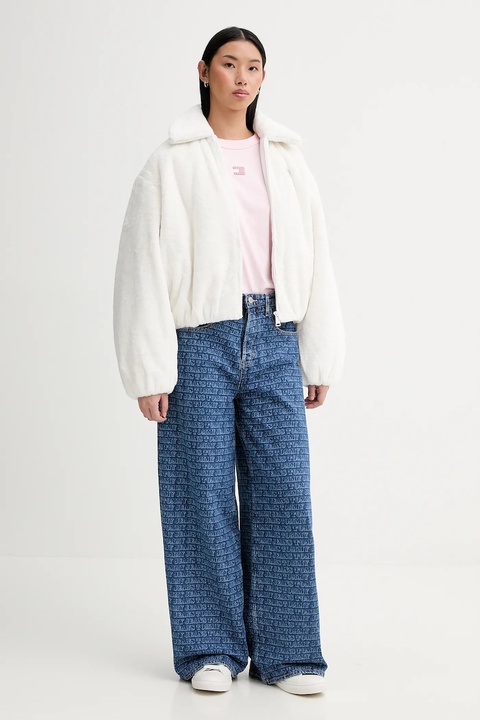 Tommy Jeans kurtka kolor beżowy przejściowa oversize DW0DW21669 - zdjęcie produktu nr 1