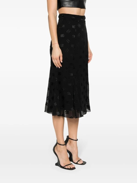 Dolce & Gabbana devoré godet midi skirt - Black - zdjęcie produktu nr 1