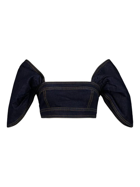 ZIMMERMANN Rebellion puffed-sleeve denim top - Blue - zdjęcie produktu nr 1