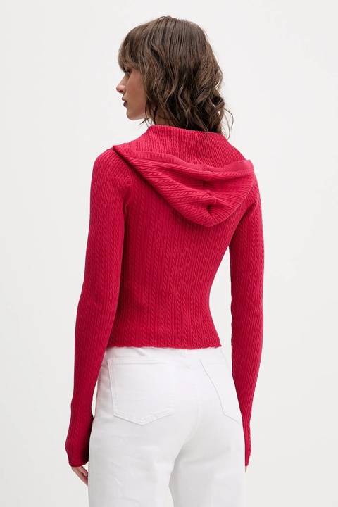 Tommy Jeans kardigan damski kolor bordowy lekki DW0DW21673 - zdjęcie produktu nr 1