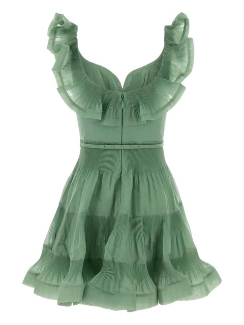 ZIMMERMANN pleated ruffled mini dress - Green - zdjęcie produktu nr 2