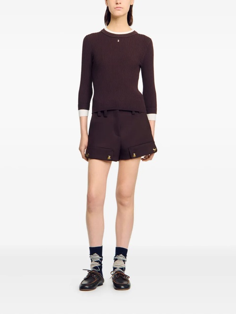 SANDRO ribbed round-neck top - Brown - zdjęcie produktu nr 2