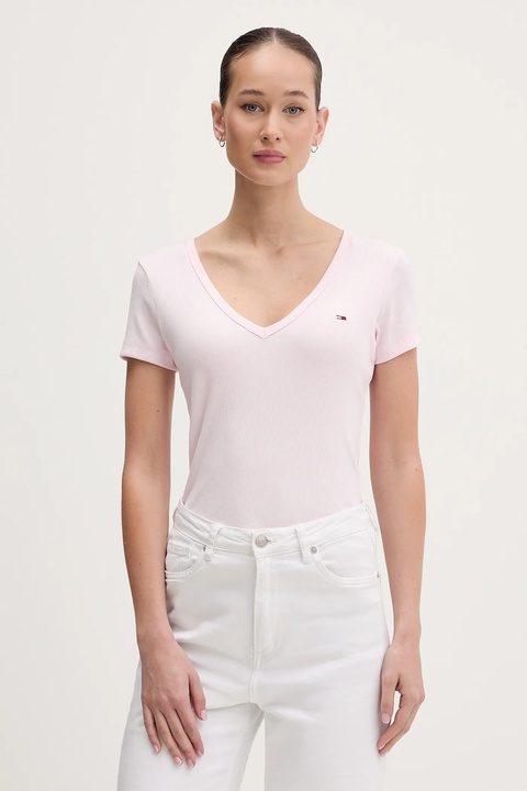 Tommy Jeans t-shirt damski kolor różowy DW0DW17385 - zdjęcie produktu nr 1