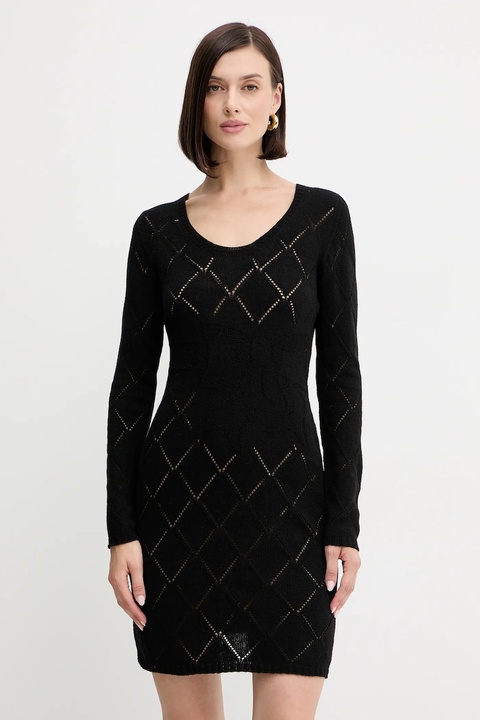 Twinset sukienka z wełną kolor czarny mini prosta 252TP3471 - zdjęcie produktu nr 1