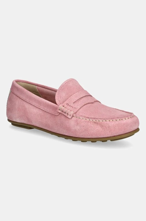 Gant mokasyny zamszowe Seabaya damskie kolor różowy na płaskim obcasie 30573932.G580 - zdjęcie produktu nr 1