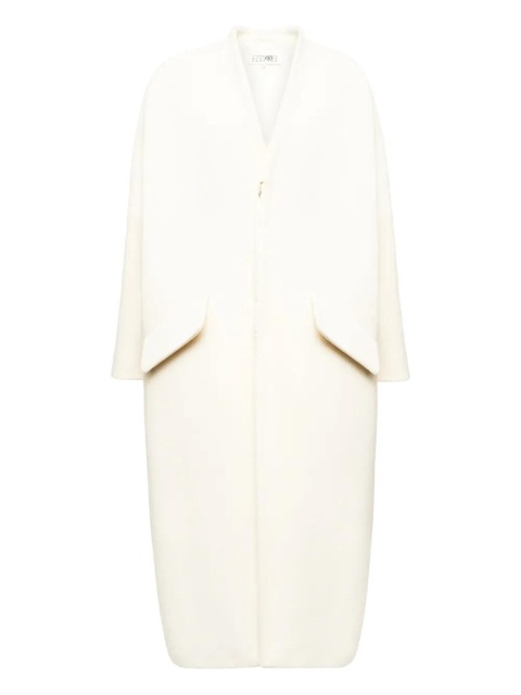 MM6 Maison Margiela asymmetric zip-front coat - White - zdjęcie produktu nr 1