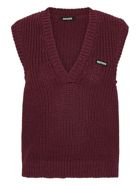 ROTATE BIRGER CHRISTENSEN V-neck knitted vest - Red - zdjęcie produktu nr 1