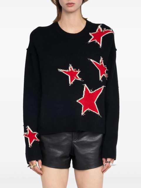 Zadig&Voltaire star-embellished frayed sweater - Black - zdjęcie produktu nr 1