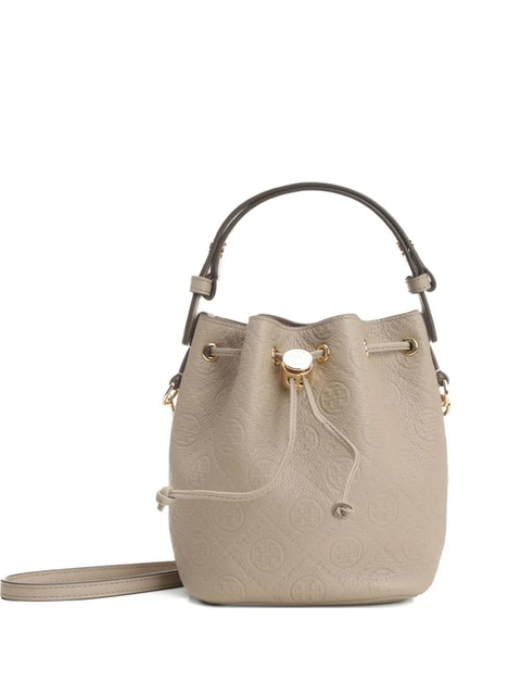 Tory Burch embossed-crest leather mini bucket bag - Neutrals - zdjęcie produktu nr 1