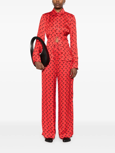 Marine Serre Crescent Moon-print shirt - Red - zdjęcie produktu nr 2