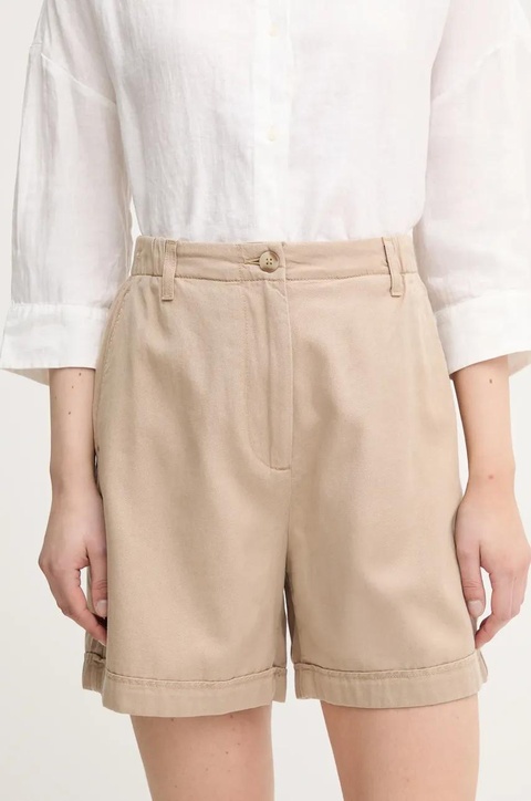 Tommy Hilfiger szorty damskie kolor beżowy gładkie high waist WW0WW44762 - zdjęcie produktu nr 1