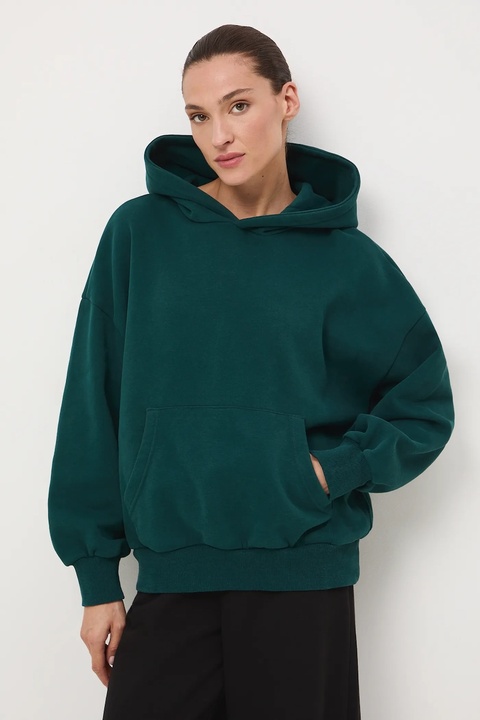 Medicine bluza damska kolor zielony z kapturem gładka - zdjęcie produktu nr 2