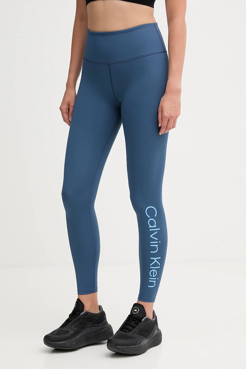 Calvin Klein Performance legginsy treningowe damskie kolor niebieski wzorzyste LVGWS5L613 - zdjęcie produktu nr 1