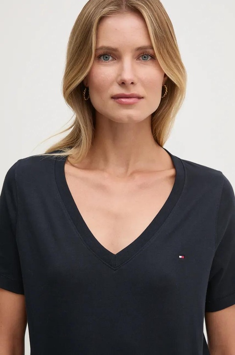 Tommy Hilfiger t-shirt bawełniany damski kolor granatowy WW0WW44177 - zdjęcie produktu nr 2