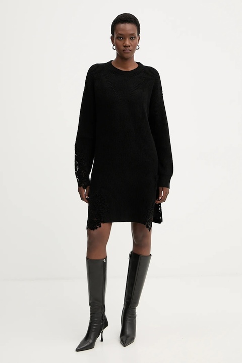 Pinko sukienka z dodatkiem wełny kolor czarny mini oversize 105504 A2R1 - zdjęcie produktu nr 1