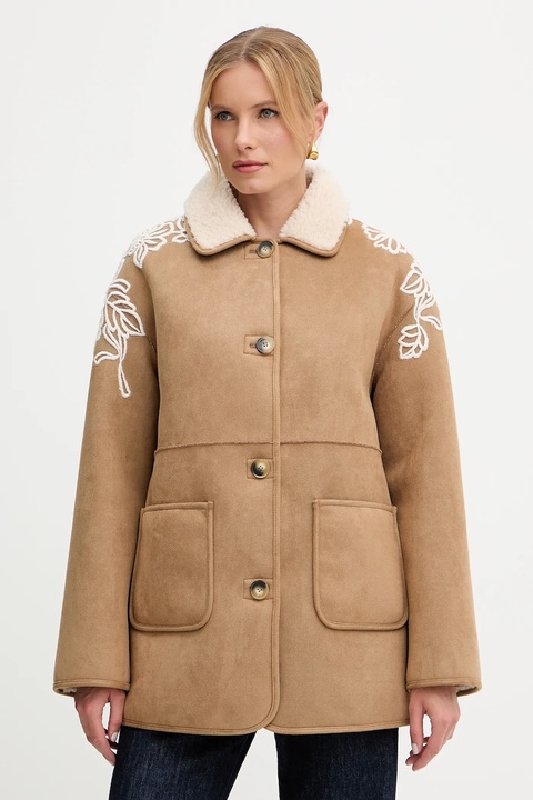 Ermanno Scervino płaszcz kolor beżowy 57TD062E5A - zdjęcie produktu nr 1