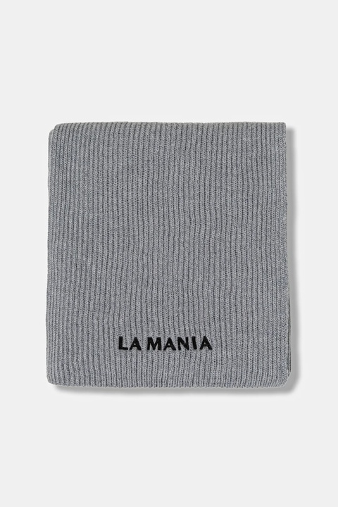 La Mania szalik wełniany MERINOWOOL damski kolor szary gładki MERINOWOOL - zdjęcie produktu nr 2