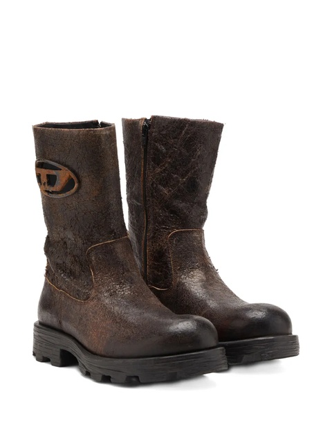 Diesel D-Hammer distressed crackled suede biker boot - Brown - zdjęcie produktu nr 1