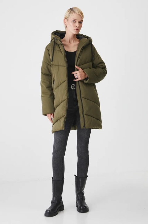 Medicine płaszcz damski kolor zielony zimowy - zdjęcie produktu nr 2