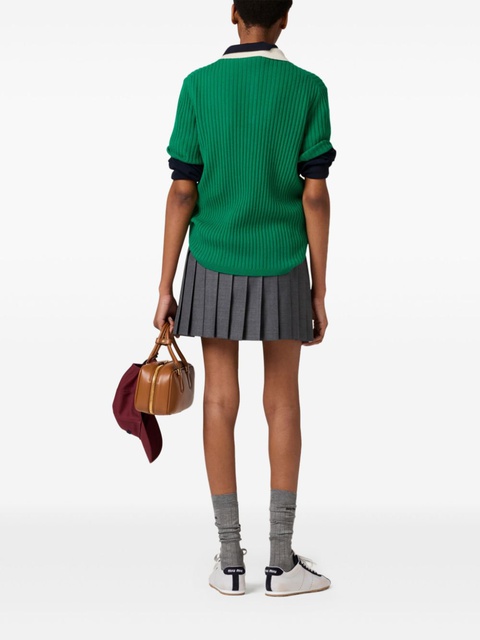 Miu Miu ribbed cashmere polo top - Green - zdjęcie produktu nr 2
