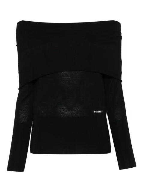 PINKO off-shoulder wool top - Black - zdjęcie produktu nr 1