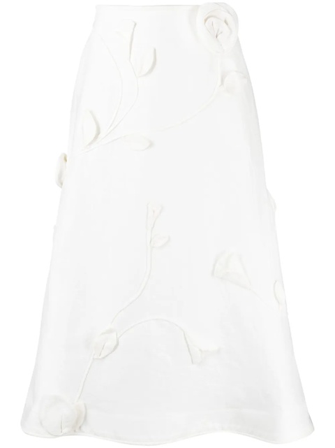 ZIMMERMANN Matchmaker floral-appliqué linen skirt - Neutrals - zdjęcie produktu nr 1