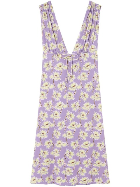 Versace Poppies V-neck midi dress - Purple - zdjęcie produktu nr 1