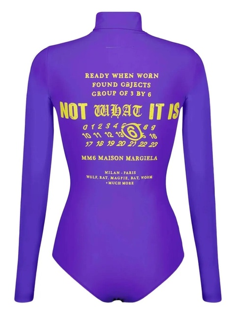 MM6 Maison Margiela high-neck graphic bodysuit - Purple - zdjęcie produktu nr 1