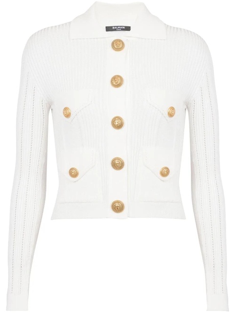 Balmain buttoned ribbed cardigan - White - zdjęcie produktu nr 1