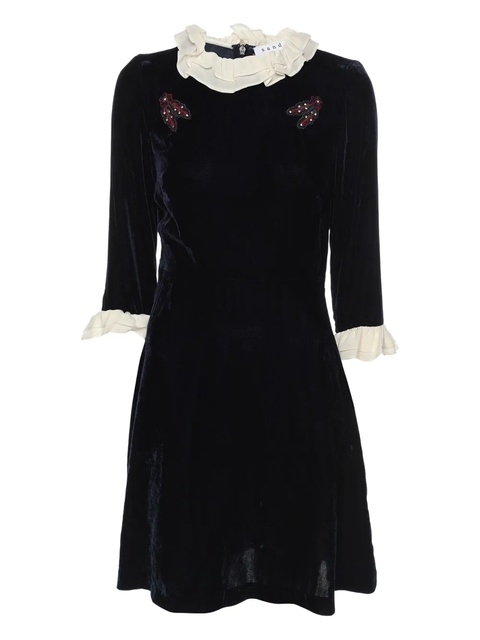 SANDRO Pre-owned velvet ruffled-embellishment dress - Blue - zdjęcie produktu nr 1