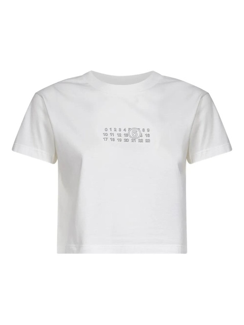MM6 Maison Margiela numbers motif cropped T-shirt - White - zdjęcie produktu nr 1