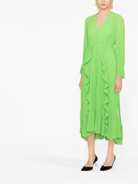 Self-Portrait pleated ruffled midi dress - Green - zdjęcie produktu nr 2