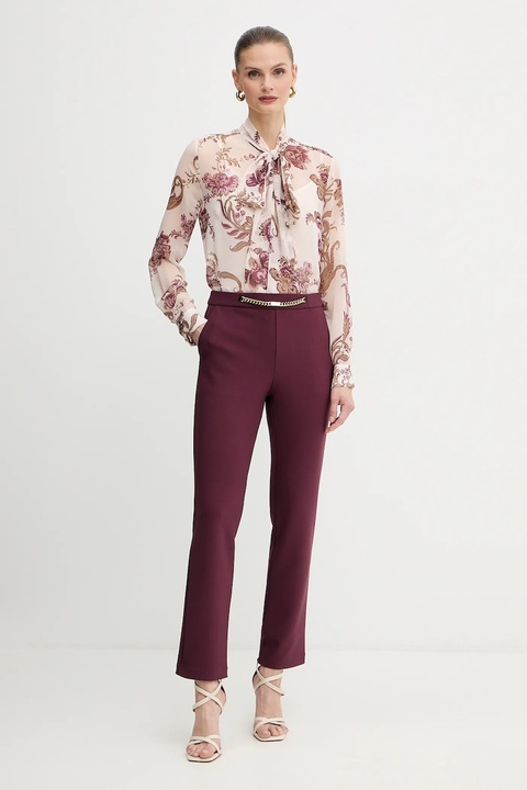 Marciano Guess spodnie LIA damskie kolor bordowy dopasowane high waist 5BGB04 6302A - zdjęcie produktu nr 2