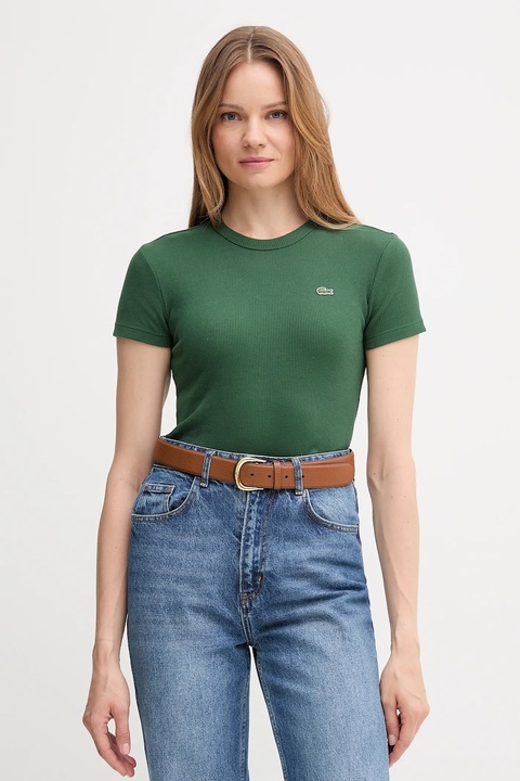Lacoste t-shirt bawełniany damski kolor zielony TF5538 - zdjęcie produktu nr 1
