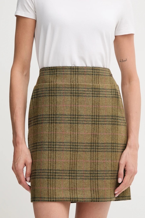 Barbour spódnica wełniana BAMBURGH kolor zielony mini ołówkowa LSK0140 - zdjęcie produktu nr 1